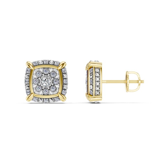 14K Gold Plated 1/4 CT. T.W. Lab-Grown Diamond Cushion Studs