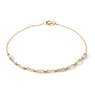 10K Solid Gold Baguette CZ Bracelet - 7.5"
