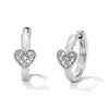 Thumbnail Image 1 of Sterling Silver 1/20 CT. T.W. Lab-Grown Diamond Cluster Heart Huggie Hoops