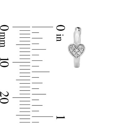 Sterling Silver 1/20 CT. T.W. Lab-Grown Diamond Cluster Heart Huggie Hoops