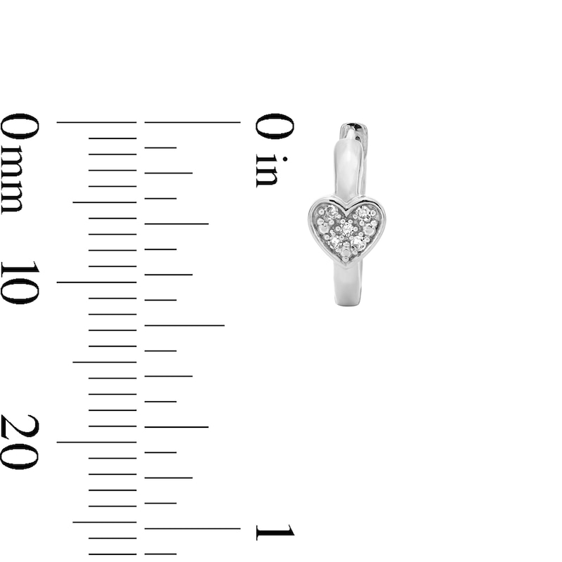 Main Image 3 of Sterling Silver 1/20 CT. T.W. Lab-Grown Diamond Cluster Heart Huggie Hoops