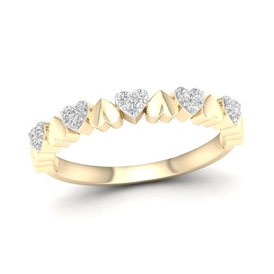 14K Gold Plated 1/8 CT. T.W. Lab-Grown Diamond Alternating Heart Ring