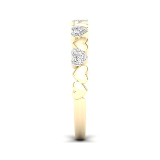 14K Gold Plated 1/8 CT. T.W. Lab-Grown Diamond Alternating Heart Ring