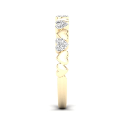 14K Gold Plated 1/8 CT. T.W. Lab-Grown Diamond Alternating Heart Ring
