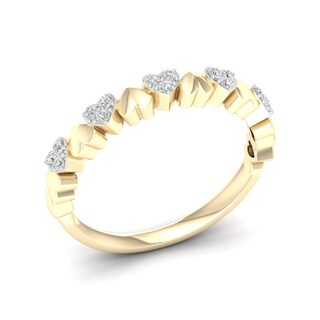 14K Gold Plated 1/8 CT. T.W. Lab-Grown Diamond Alternating Heart Ring