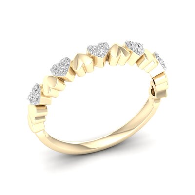 14K Gold Plated 1/8 CT. T.W. Lab-Grown Diamond Alternating Heart Ring
