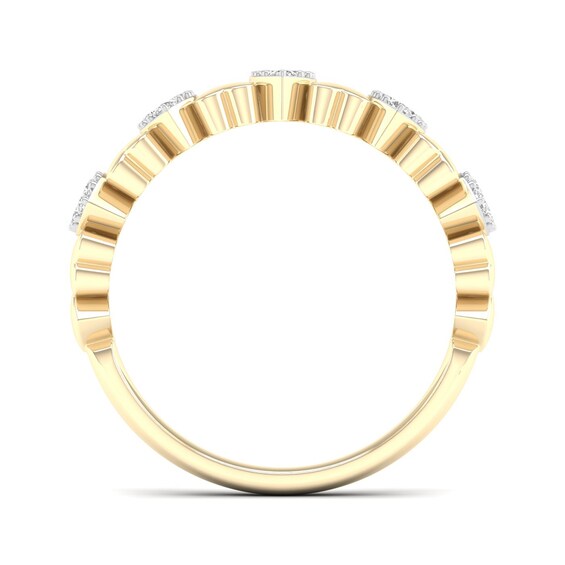 14K Gold Plated 1/8 CT. T.W. Lab-Grown Diamond Alternating Heart Ring