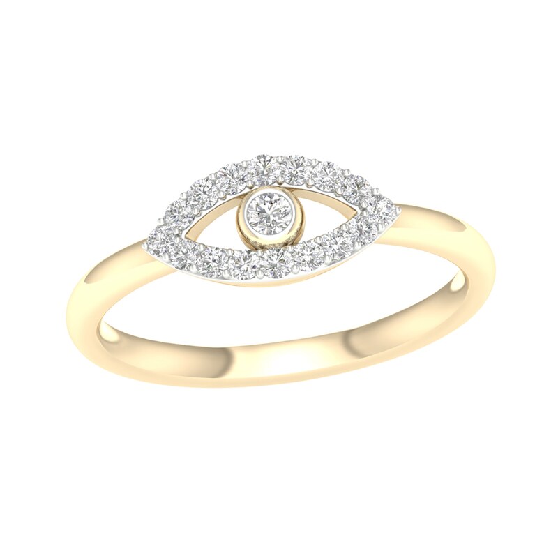 Main Image 1 of 14K Gold Plated 1/6 CT. T.W. Lab-Grown Diamond Eye Ring