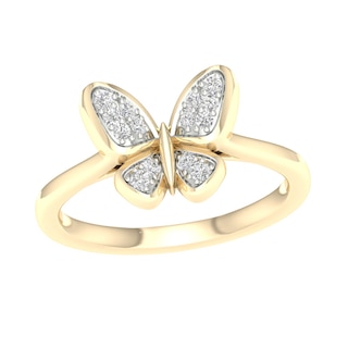 14K Gold Plated 1/10 CT. T.W. Lab-Grown Diamond Butterfly Ring
