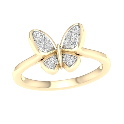 14K Gold Plated 1/10 CT. T.W. Lab-Grown Diamond Butterfly Ring
