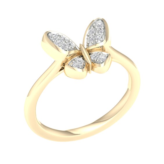14K Gold Plated 1/10 CT. T.W. Lab-Grown Diamond Butterfly Ring