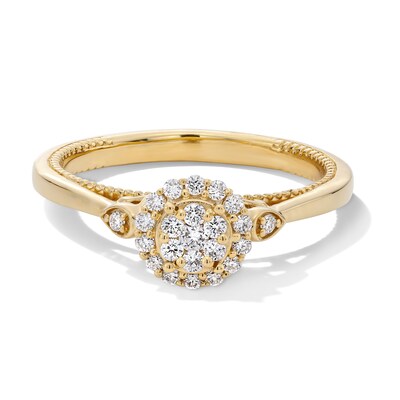 14K Gold Plated 1/4 CT. T.W. Lab-Grown Diamond Round Cluster Ring