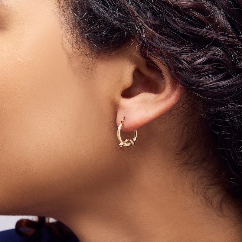 Main Image 2 of 10K Gold Double Dolphin Hoops
