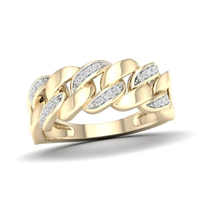 14K Gold Plated 1/6 CT.T.W. Lab-Grown Cuban Chain Ring