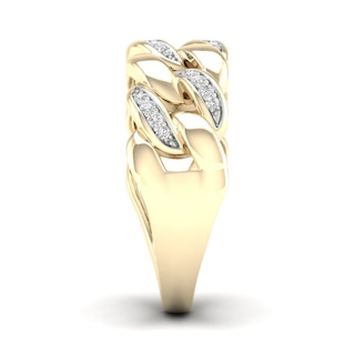 14K Gold Plated 1/6 CT.T.W. Lab-Grown Cuban Chain Ring