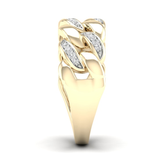 14K Gold Plated 1/6 CT.T.W. Lab-Grown Cuban Chain Ring