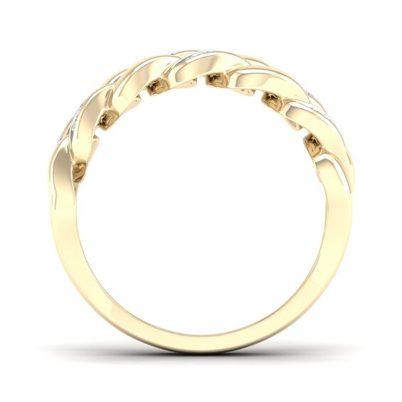 14K Gold Plated 1/6 CT.T.W. Lab-Grown Cuban Chain Ring