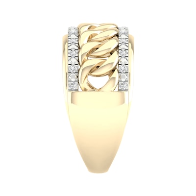 14K Gold Plated 1/5 CT. T.W. Lab-Grown Diamond Curb Chain Ring