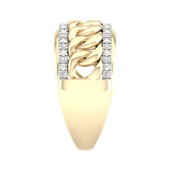14K Gold Plated 1/5 CT. T.W. Lab-Grown Diamond Curb Chain Ring