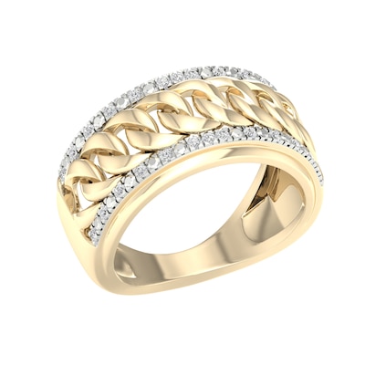 14K Gold Plated 1/5 CT. T.W. Lab-Grown Diamond Curb Chain Ring