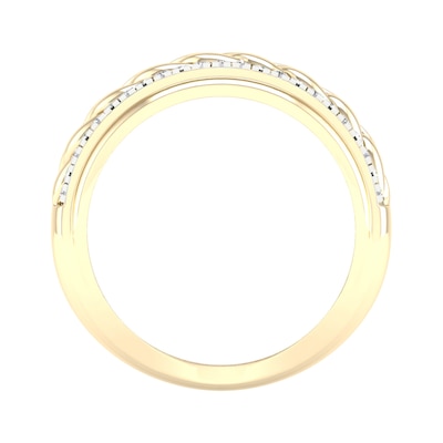 14K Gold Plated 1/5 CT. T.W. Lab-Grown Diamond Curb Chain Ring