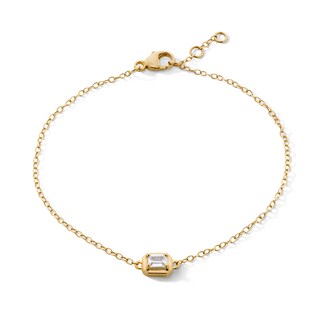14K Gold Plated 1/4 CT. T.W. Lab-Grown Diamond Emerald Cut Solitaire Bracelet - 6.5" + .5"