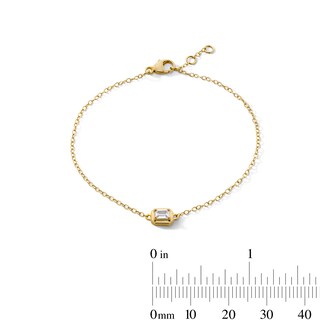 14K Gold Plated 1/4 CT. T.W. Lab-Grown Diamond Emerald Cut Solitaire Bracelet - 6.5" + .5"