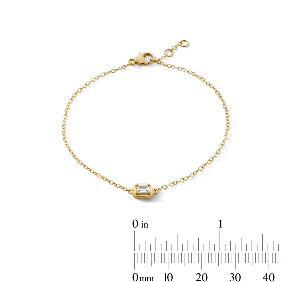 14K Gold Plated 1/4 CT. T.W. Lab-Grown Diamond Emerald Cut Solitaire Bracelet - 6.5" + .5"