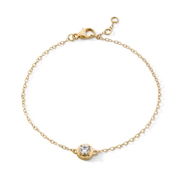 14K Gold Plated 1/4 CT. T.W. Lab-Grown Diamond Round Solitaire Bracelet - 6.5" + .5"