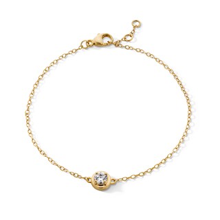 14K Gold Plated 1/4 CT. T.W. Lab-Grown Diamond Round Solitaire Bracelet - 6.5" + .5"