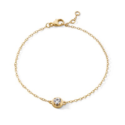 14K Gold Plated 1/4 CT. T.W. Lab-Grown Diamond Round Solitaire Bracelet - 6.5" + .5"
