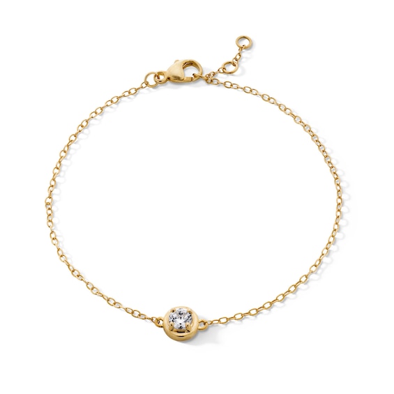 14K Gold Plated 1/4 CT. T.W. Lab-Grown Diamond Round Solitaire Bracelet - 6.5" + .5"