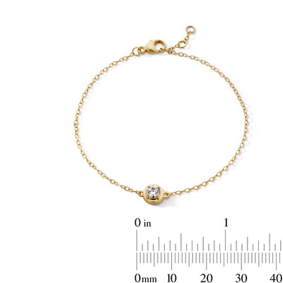 14K Gold Plated 1/4 CT. T.W. Lab-Grown Diamond Round Solitaire Bracelet - 6.5" + .5"
