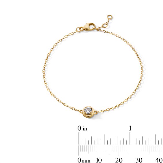 14K Gold Plated 1/4 CT. T.W. Lab-Grown Diamond Round Solitaire Bracelet - 6.5" + .5"