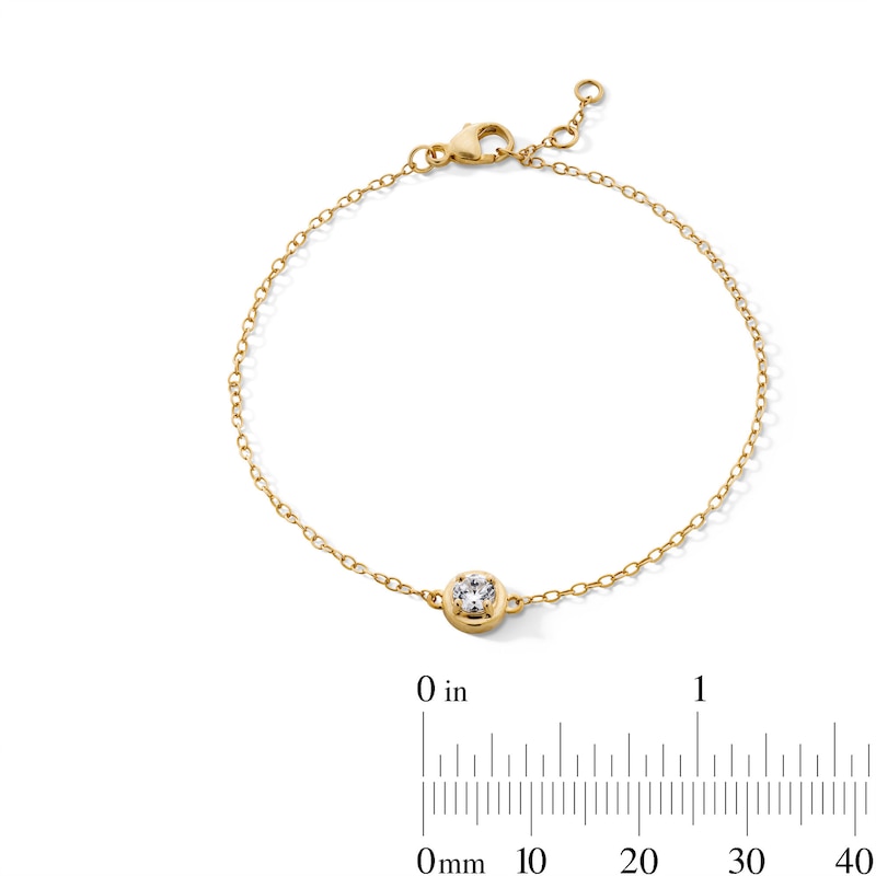 Main Image 2 of 14K Gold Plated 1/4 CT. T.W. Lab-Grown Diamond Round Solitaire Bracelet - 6.5" + .5"