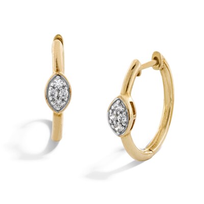 14K Gold Plated 1/10 CT. T.W. Lab-Grown Diamond Marquise Huggie Hoops
