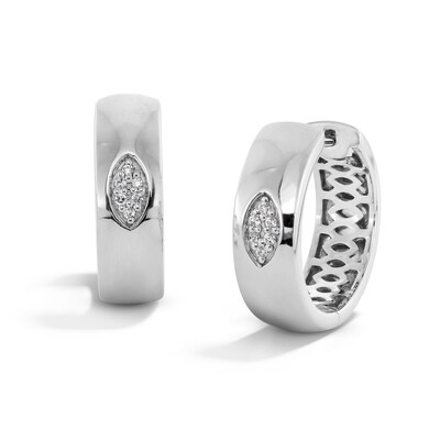 Sterling Silver 1/15 CT. T.W. Lab-Grown Diamond Marquise Huggie Hoops