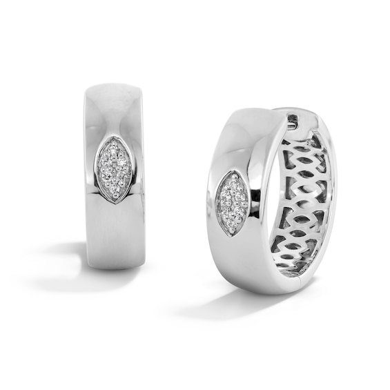 Sterling Silver 1/15 CT. T.W. Lab-Grown Diamond Marquise Huggie Hoops