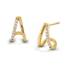 Thumbnail Image 1 of 14K Gold Plated 1/10 CT. T.W. Lab-Grown Diamond Split Hoops