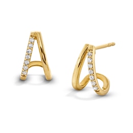 14K Gold Plated 1/10 CT. T.W. Lab-Grown Diamond Split Hoops