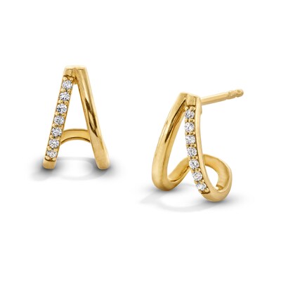 14K Gold Plated 1/10 CT. T.W. Lab-Grown Diamond Split Hoops