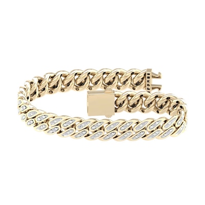 14K Gold Plated 1/2 CT. T.W. Lab-Grown Diamond Curb Bracelet - 8"