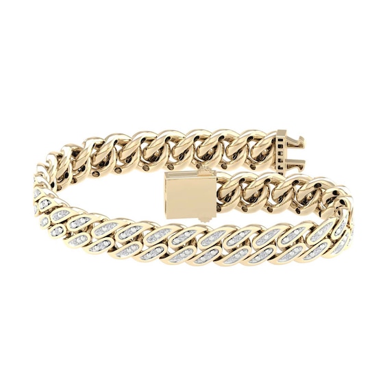 14K Gold Plated 1/2 CT. T.W. Lab-Grown Diamond Curb Bracelet - 8"