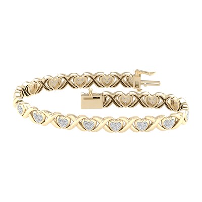 14K Gold Plated 1/2 CT. T.W. Lab-Grown Diamond Heart Bracelet - 7.25"
