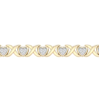 14K Gold Plated 1/2 CT. T.W. Lab-Grown Diamond Heart Bracelet - 7.25"
