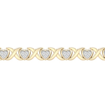 14K Gold Plated 1/2 CT. T.W. Lab-Grown Diamond Heart Bracelet - 7.25"