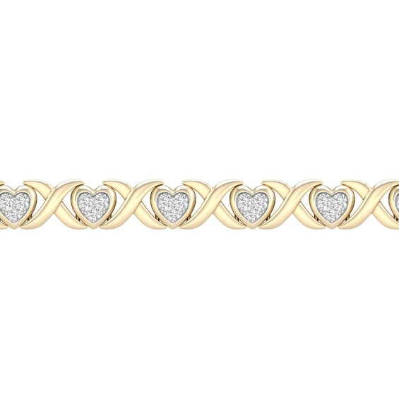 14K Gold Plated 1/2 CT. T.W. Lab-Grown Diamond Heart Bracelet - 7.25"