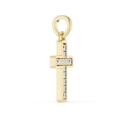 10K Gold 1/20 CT. T.W. Lab-Grown Diamond Square Cross Necklace Charm