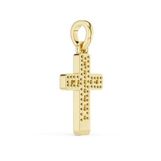 10K Gold 1/20 CT. T.W. Lab-Grown Diamond Square Cross Necklace Charm