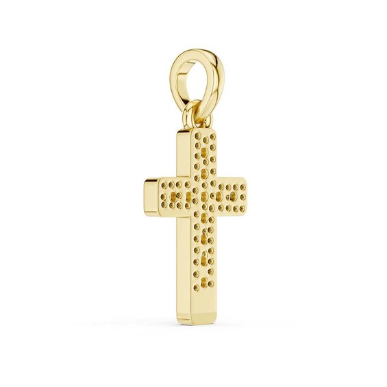 10K Gold 1/20 CT. T.W. Lab-Grown Diamond Square Cross Necklace Charm